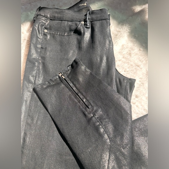 🇬🇧 ALL SAINTS “Brodie” Waxed Low Rise Cropped Skinny Jean Black - Picture 4 of 8